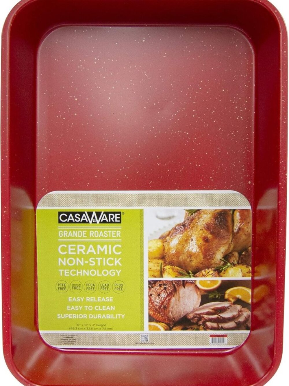 Extra Large Non-Stick Lasagna Roaster Pan 18x12x3 - Ceramic Coated Bakeware